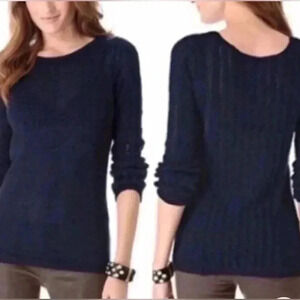 RACHEL ZOE Womens Sweater Size Medium Karla Navy Blue Open Weave Semi Sheer EUC.